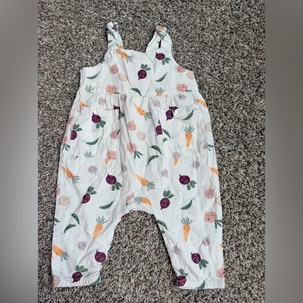 H&M Kids White Overalls with Vegetable Print